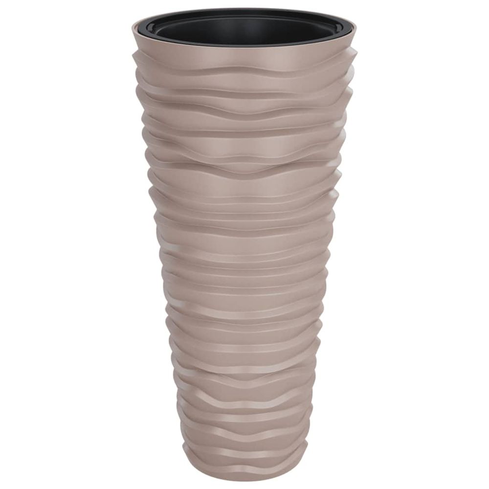 Jardinière d'extérieur et intérieur amovible moka 18/45 l pp aspect rainuré