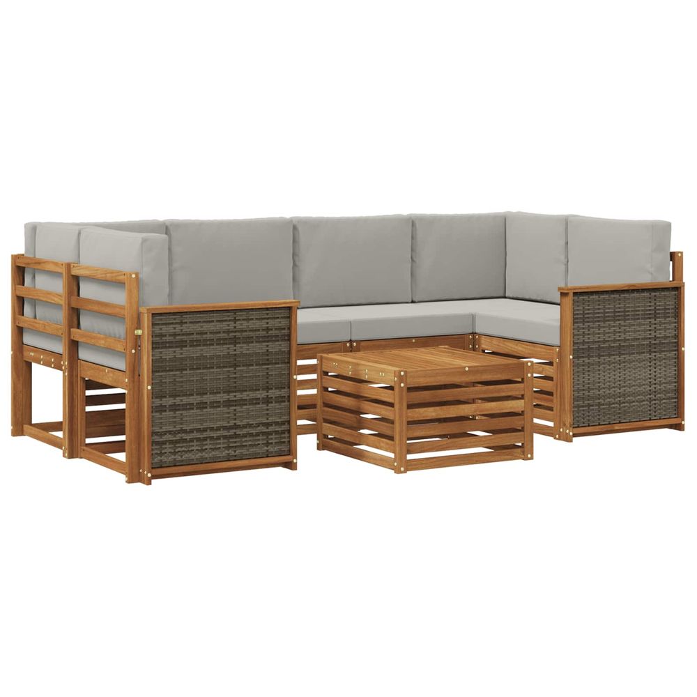 Ensemble de canapés d'extérieur 7 pc naturel et gris clair