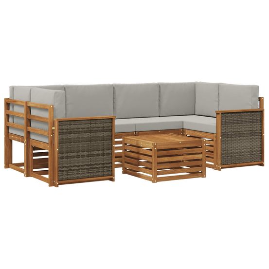 Ensemble de canapés d'extérieur 7 pc naturel et gris clair