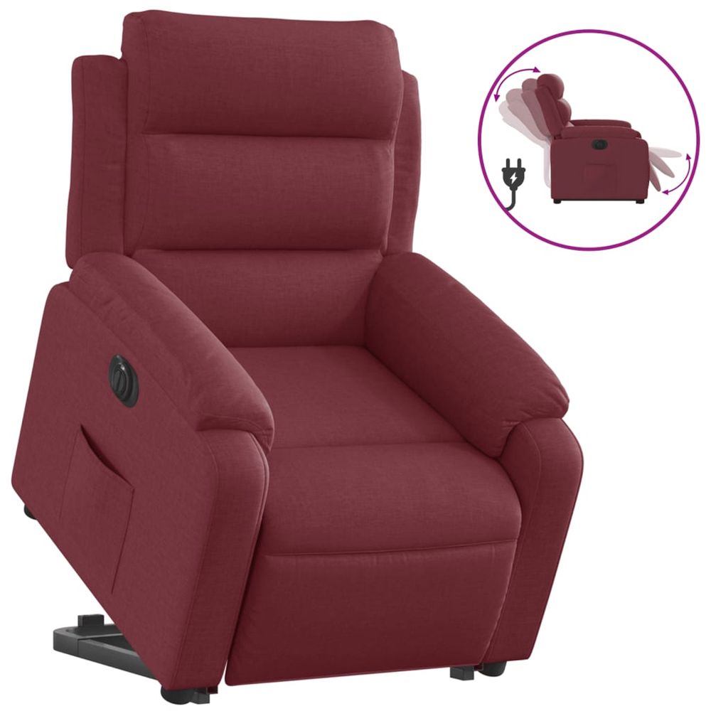 Fauteuil inclinable électrique rouge bordeaux tissu