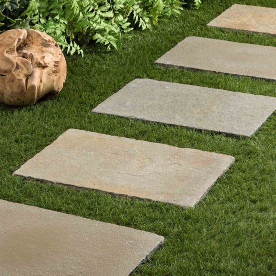 Pas japonais rectangle pierre de tandur beige 60x40x2 cm (à l'unité) - ro'ma nature