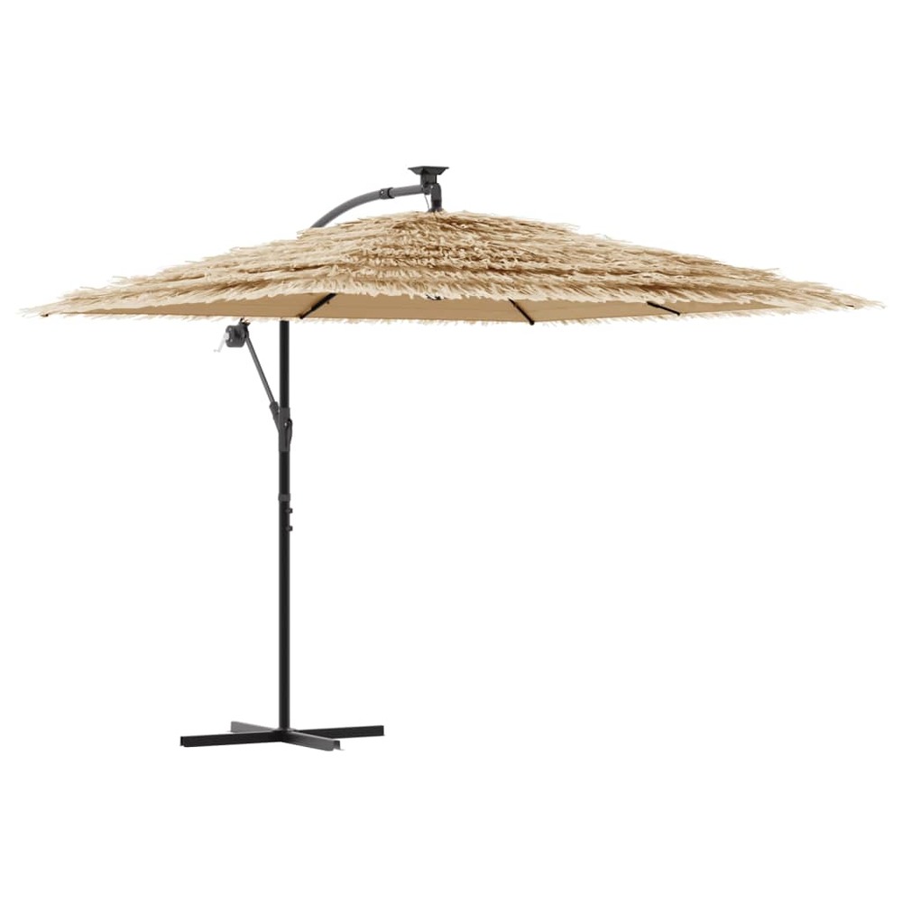 Parasol de jardin avec led et mât en acier marron 269x269x235cm