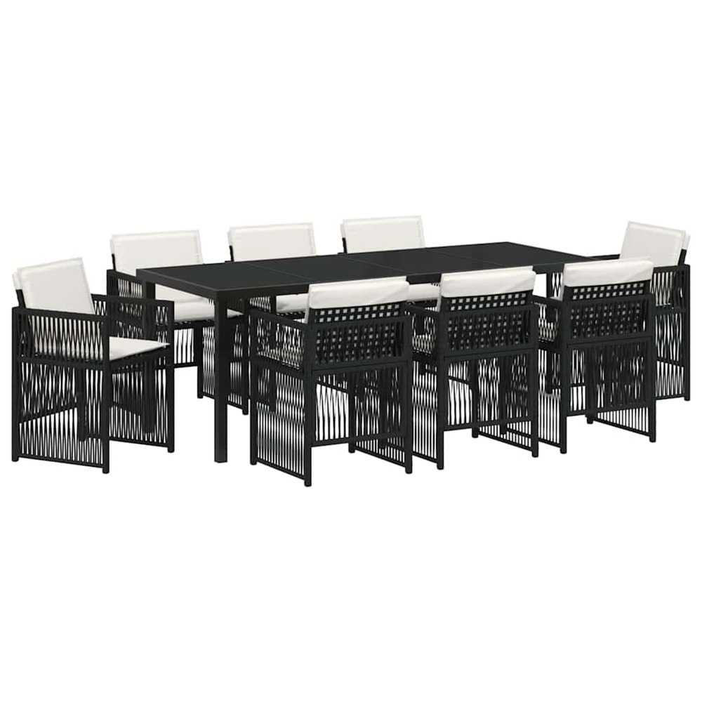 Ensemble de salle à manger pour jardin 9 pcs noir