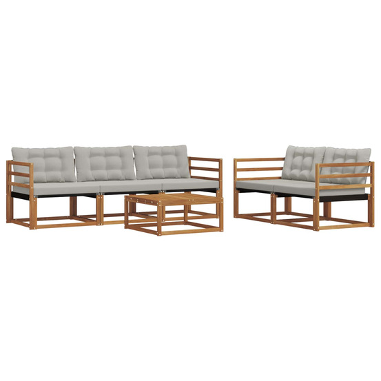 Ensemble de canapés d'extérieur 6 pcs gris naturel et clair