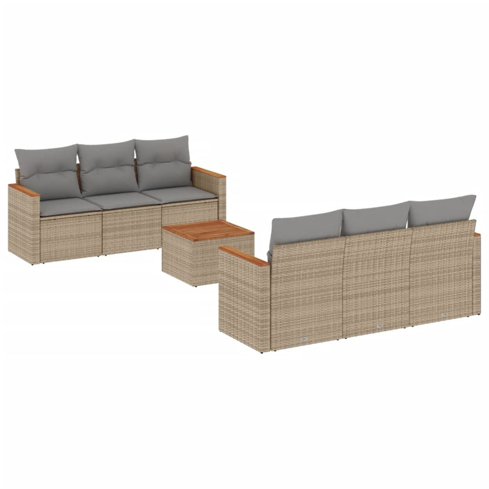 Salon de jardin avec coussins 7pcs mélange beige résine tressée