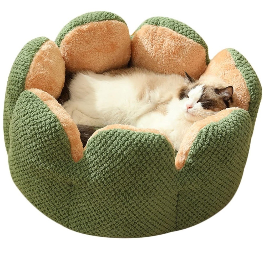 Lit pour chat diamètre 50 cm -amovible et lavable en machine-forme de fleur