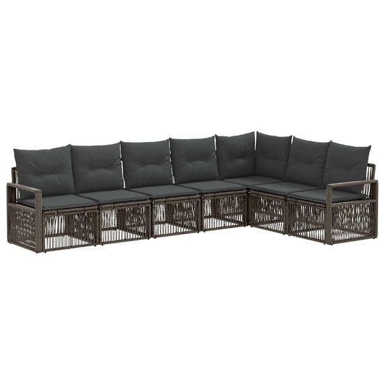 Ensemble de canapé de jardin 7 pcs gris polyrotin