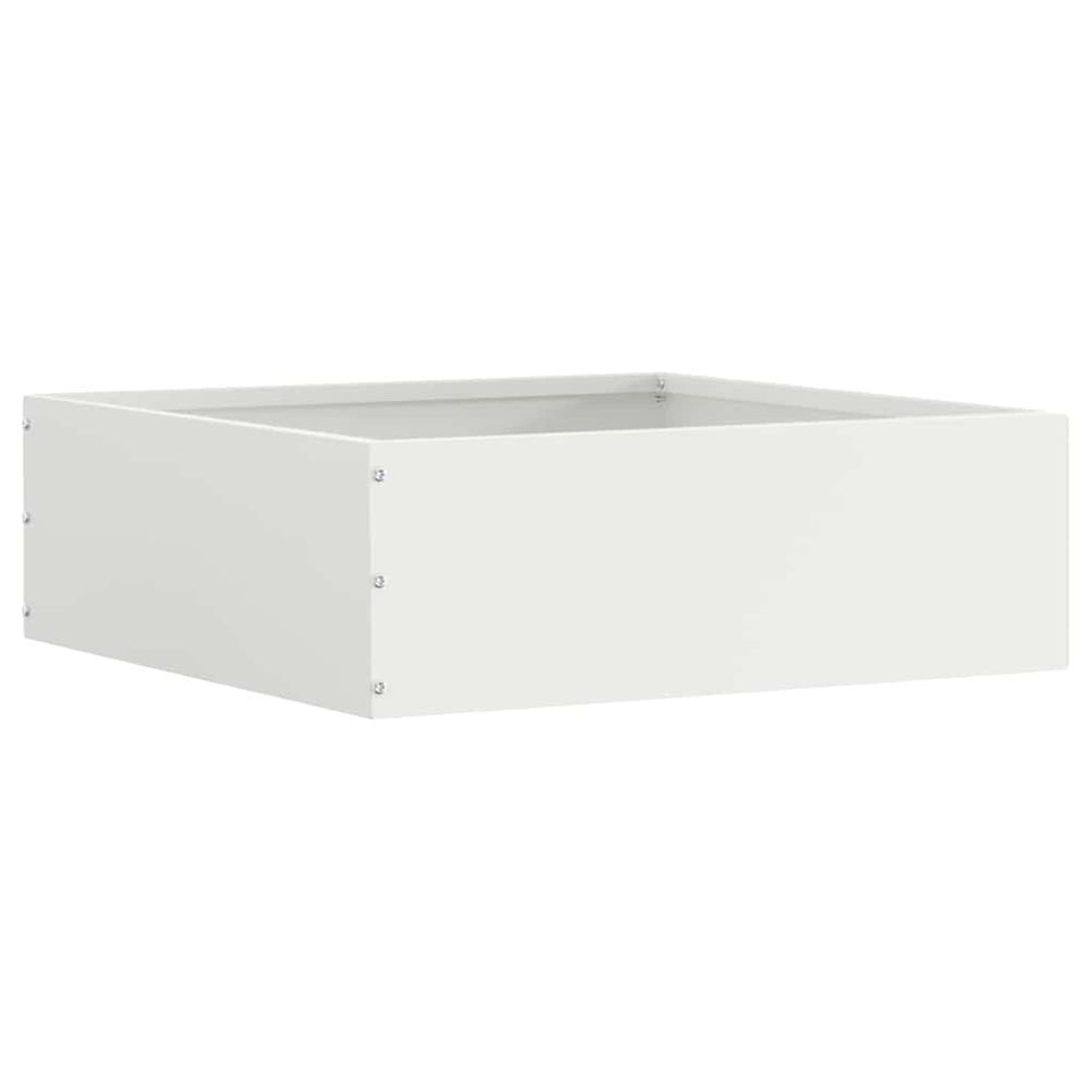 Bordure carrée acier extérieur aménagement moderne jardin plates-bandes 40x40x13cm blanc