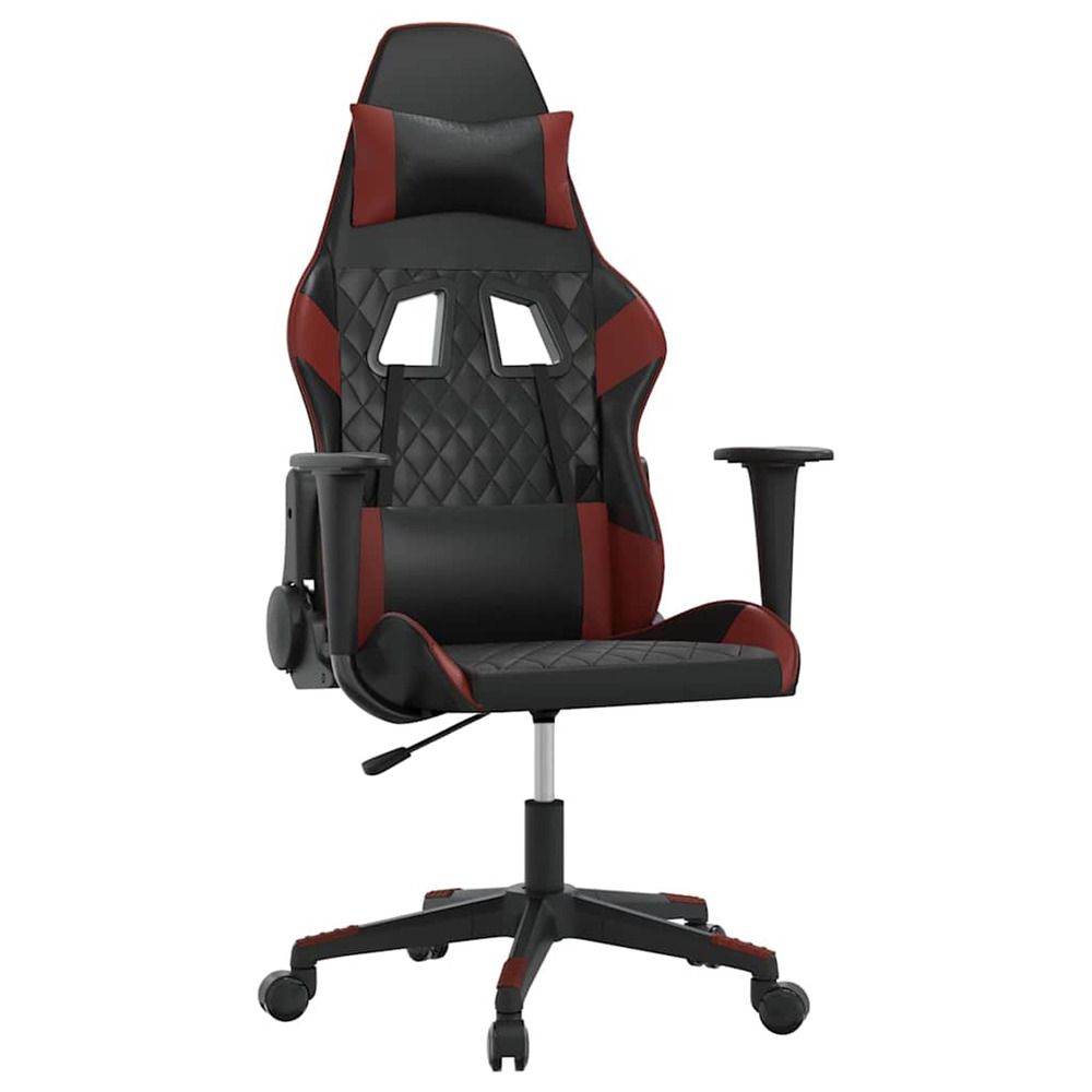 Chaise de jeu de massage noir et rouge bordeaux similicuir