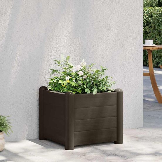 Pot de fleurs carré 30l polypropylène pour intérieur et extérieur moka