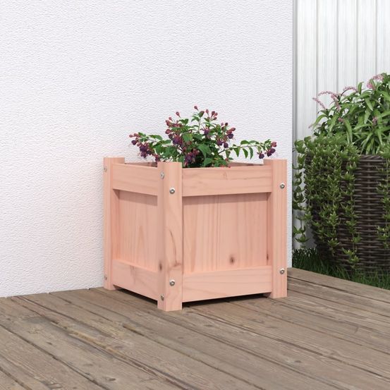 Petit cube de plantation en bois de douglas – cache-pot carré compact pour plantes de balcon et table – 31x31cm naturel