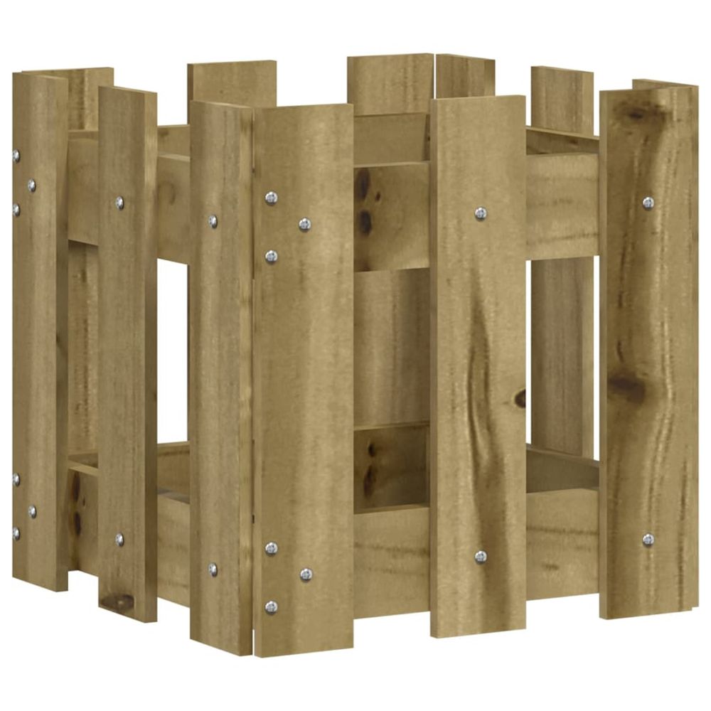 Jardinière d'extérieur avec design de clôture 30x30x30 cm pin imprégné