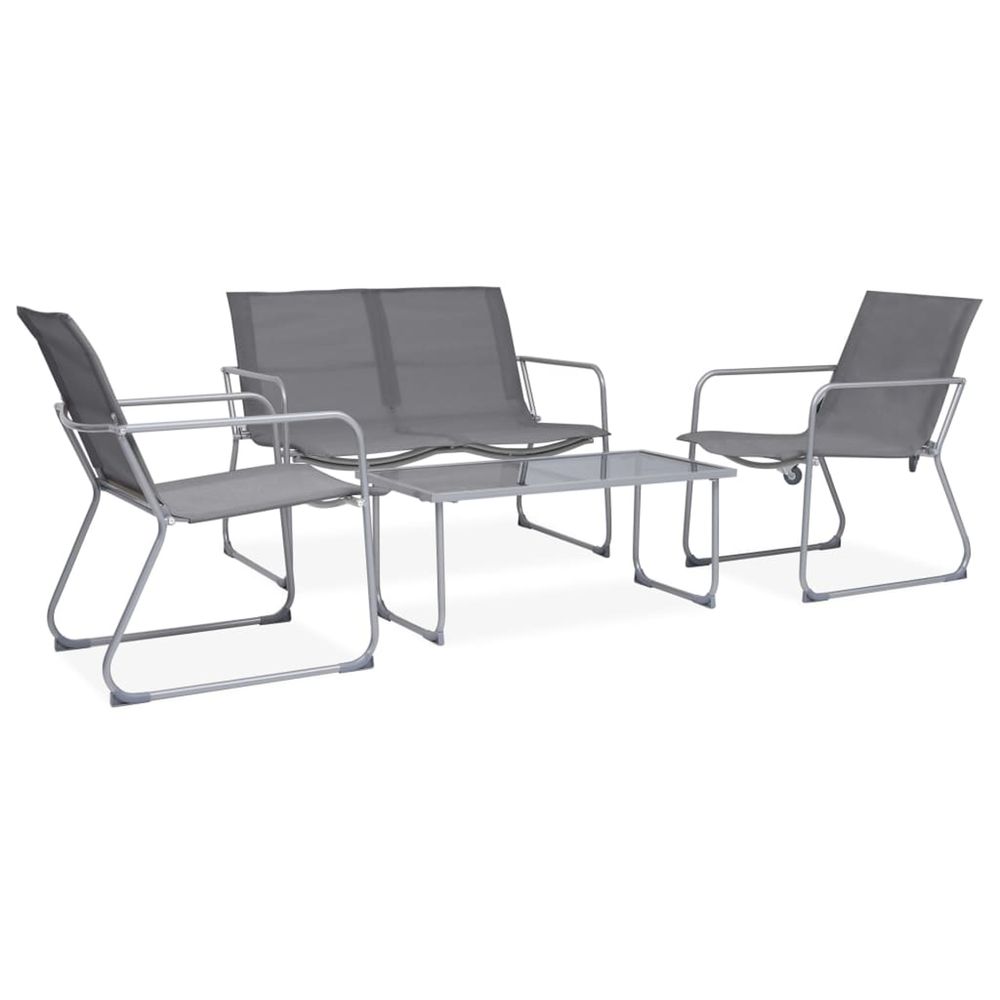 Salon de jardin 4 pcs tissu et acier gris