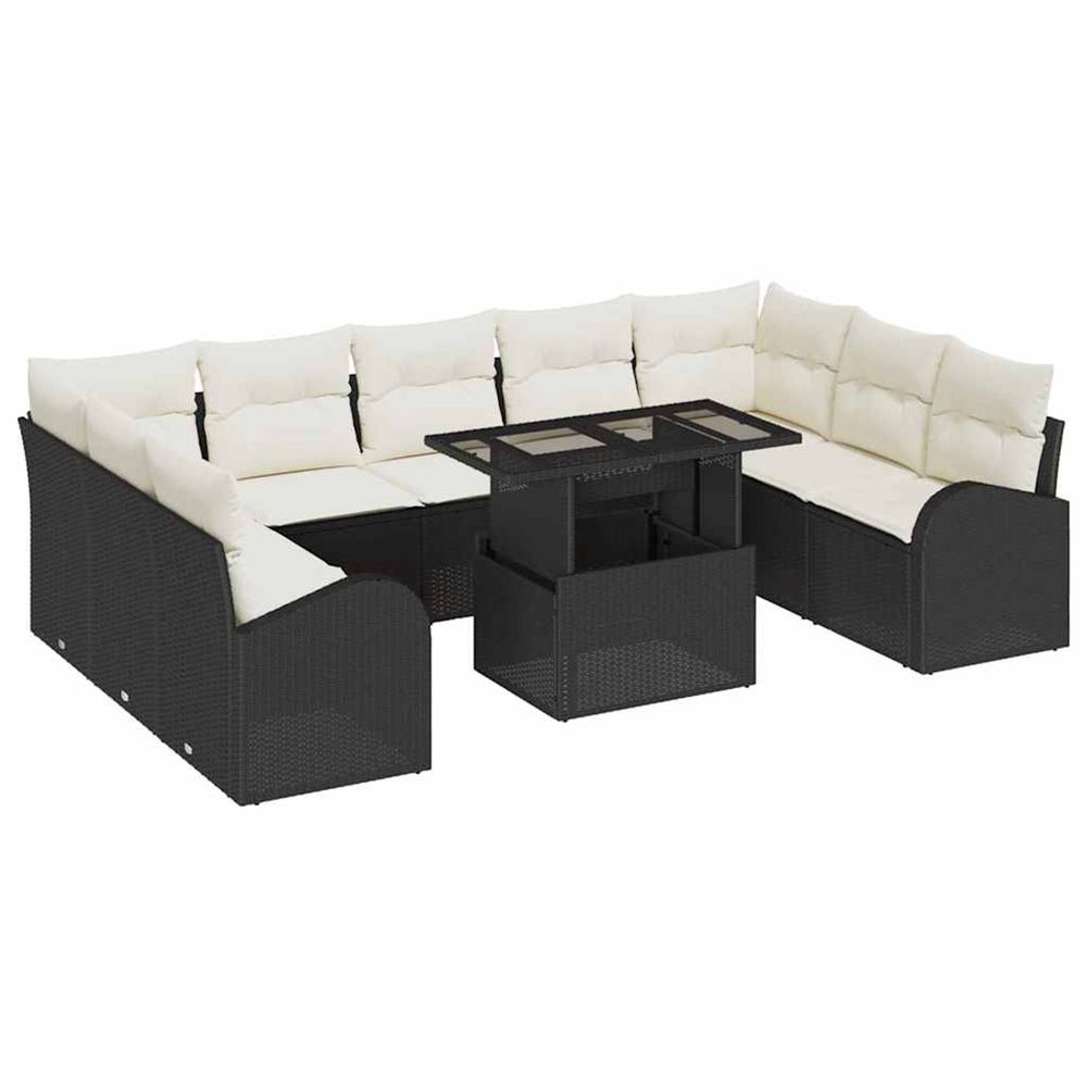 Ensemble de canapé de jardin 10 pc noir poly rotin
