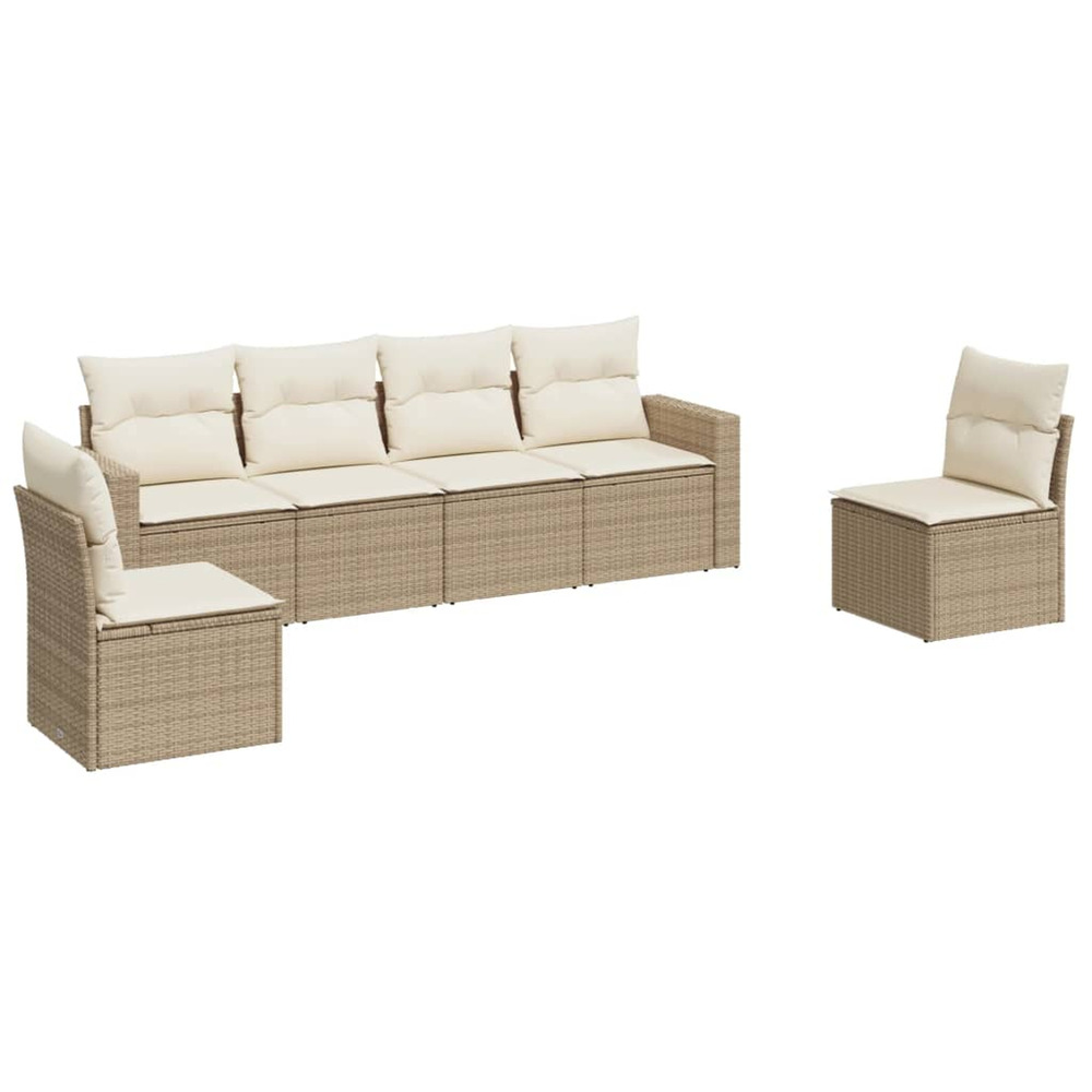 Salon de jardin avec coussins 6 pcs beige résine tressée