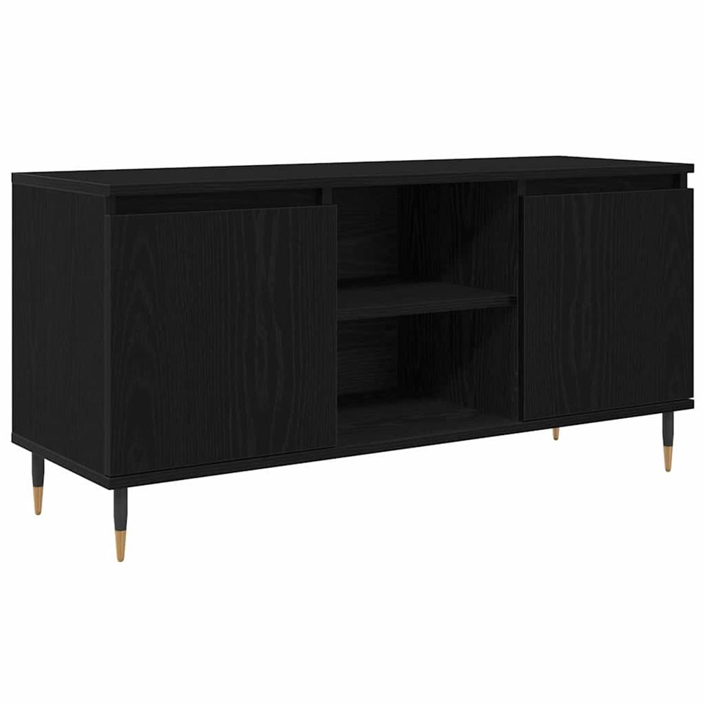 Meuble tv 104 x 35 x 50 cm chêne noir bois d'ingénierie
