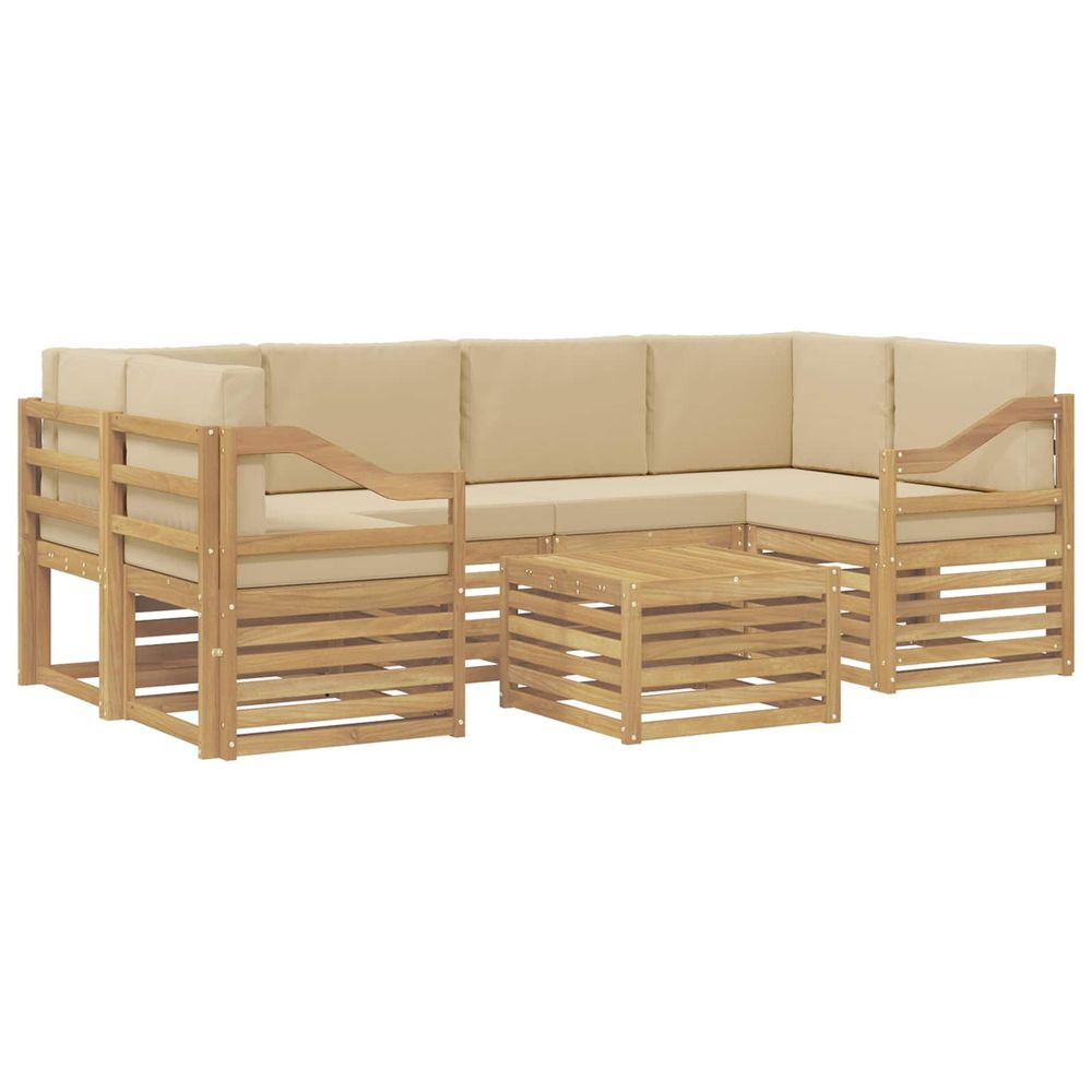 Ensemble de canapés d'extérieur 7 pc blanc et beige polyester