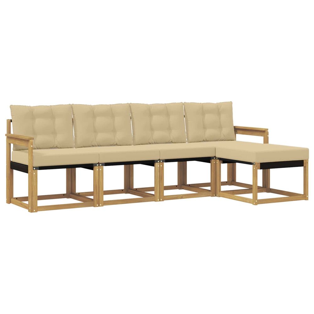 Ensemble de canapés d'extérieur 5 pc blanc et beige
