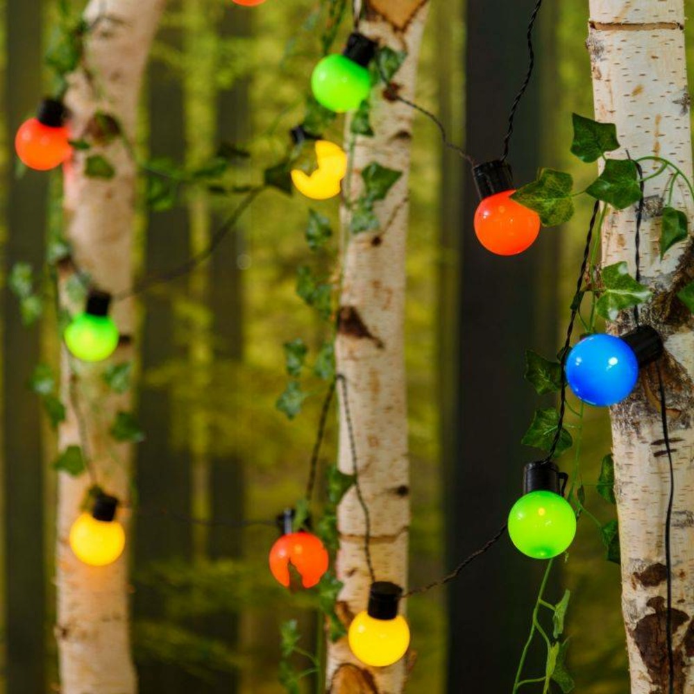 Guirlande guinguette solaire 6m 15 ampoules superled g50 multicolore pas cher lotti