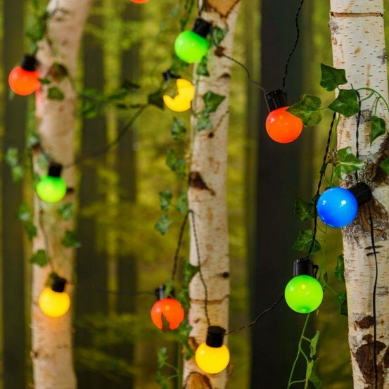 Guirlande guinguette solaire 6m 15 ampoules superled g50 multicolore pas cher lotti