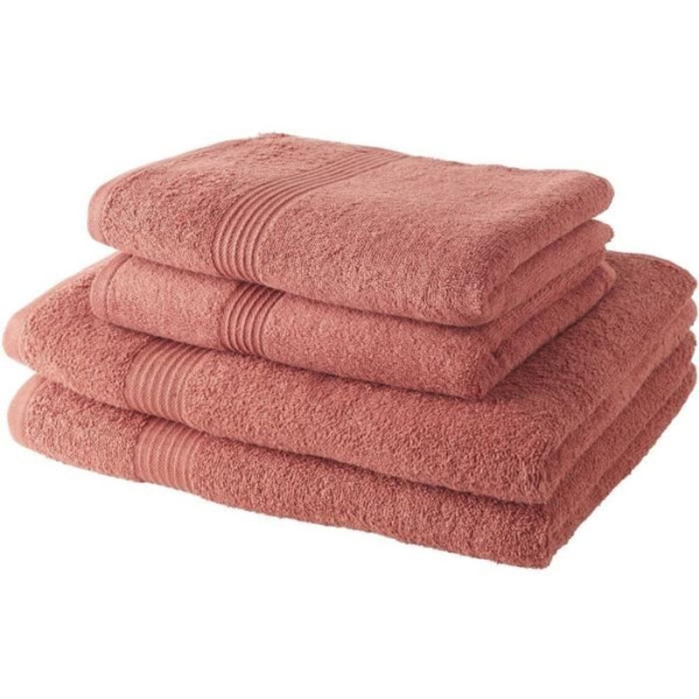 Lot de 2 serviettes de bain 50x100 cm + 2 draps de bain 70x130 cm terracotta 100% coton