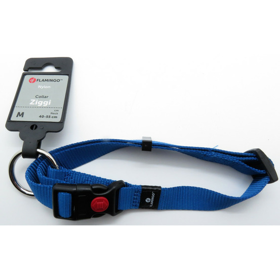 Collier ziggi bleu 40 -55 cm. 20 mm . Taille m. Pour chien.