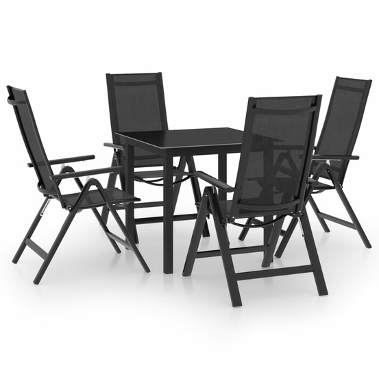 Ensemble de salle à manger de jardin meuble extérieur 5 pièces aluminium anthracite