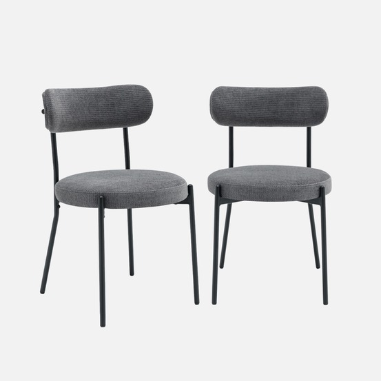 Lot de deux chaises métal et tissu chenille l 47 x p 49 x h 76,5cm - livia