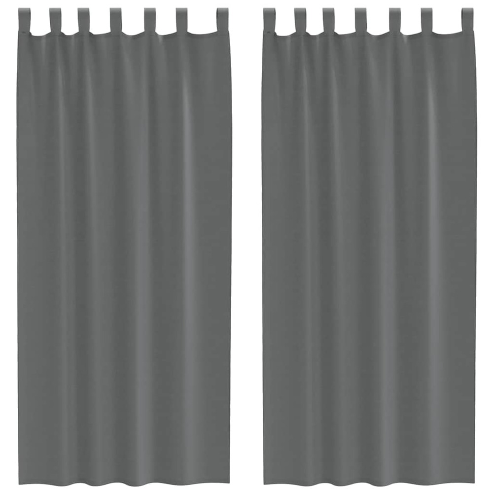Rideaux en voile avec boucles 2 pcs gris foncé 140x225 cm