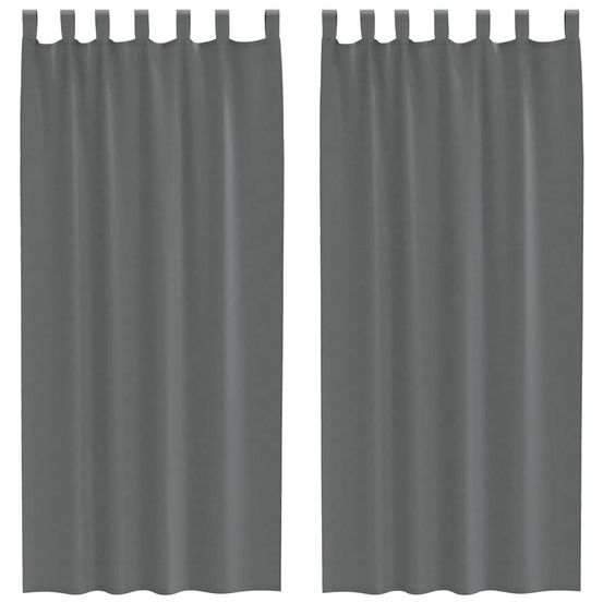 Rideaux en voile avec boucles 2 pcs gris foncé 140x225 cm