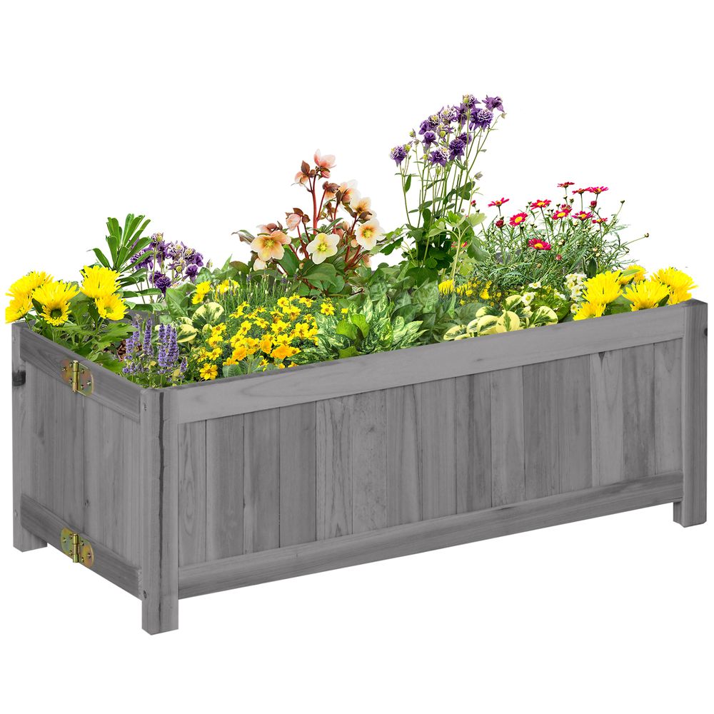 Jardinière pliable en bois de sapin bac à fleurs pour balcon terrasse 70x30x25 cm gris