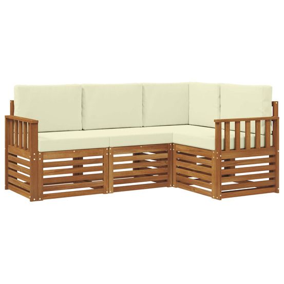 Ensemble de canapés d'extérieur 4 pc naturel et crème polyester