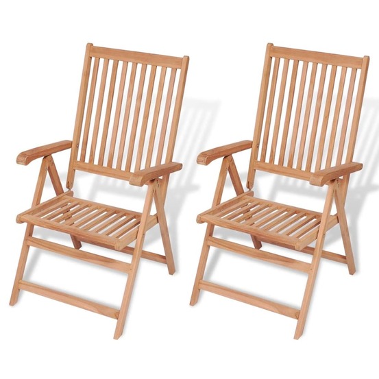 Chaises inclinables de jardin lot de 2 bois de teck solide