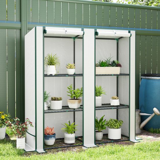 Serre de jardin 3 niveaux acier et plastique blanc 144 x 48 x 152 cm semis balcon - comfortxl outdoor living