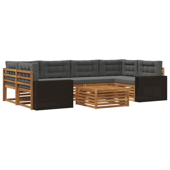 Ensemble de canapés d'extérieur 7 pc naturel et anthracite