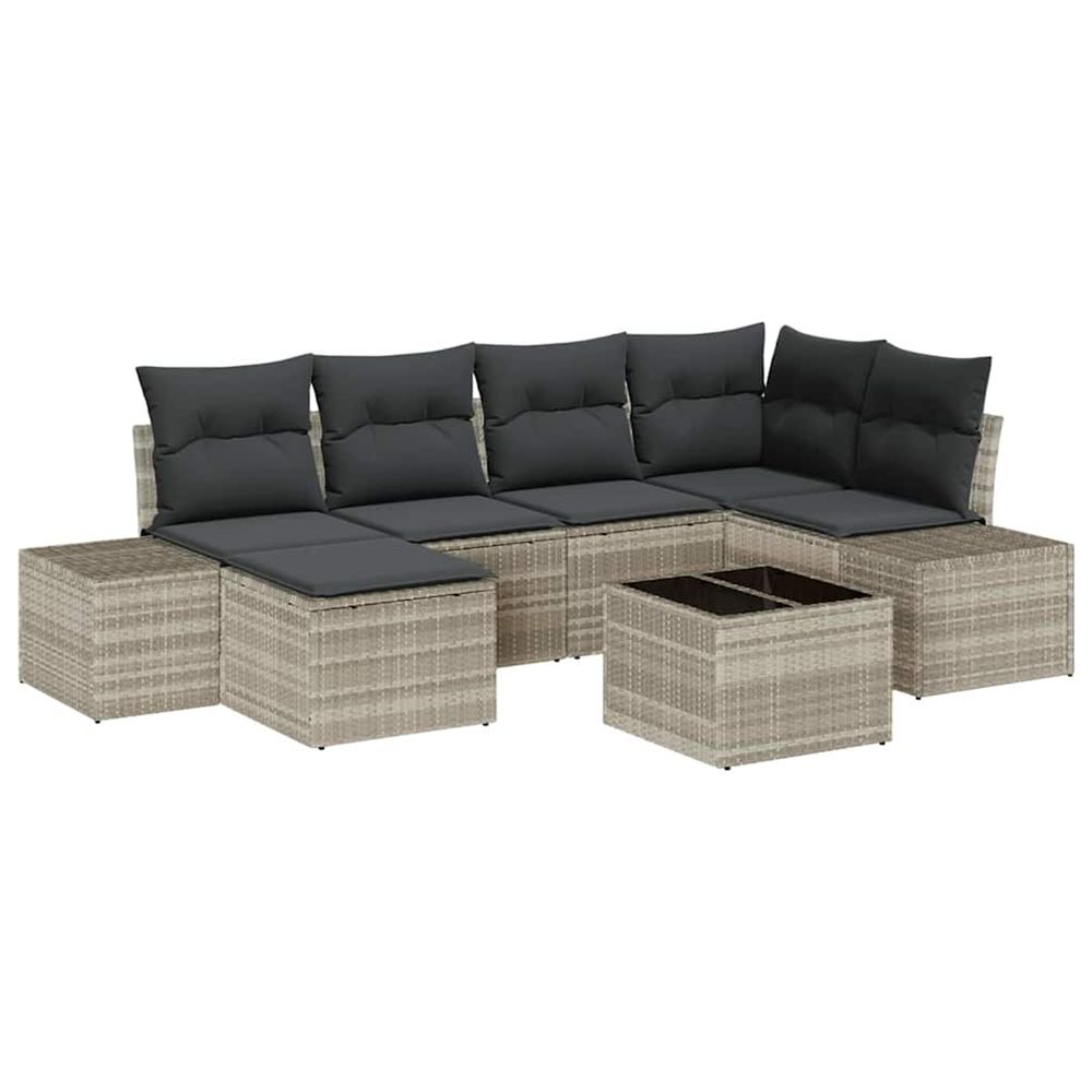 Ensemble de canapé de jardin 6 pc gris clair polyrotin