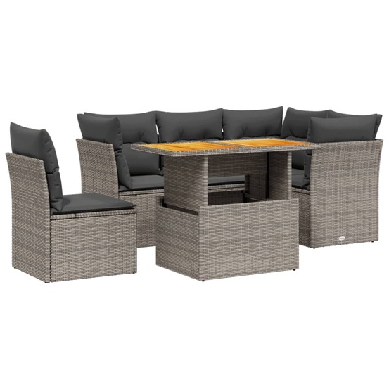 Salon de jardin 5 pcs avec coussins gris résine tressée