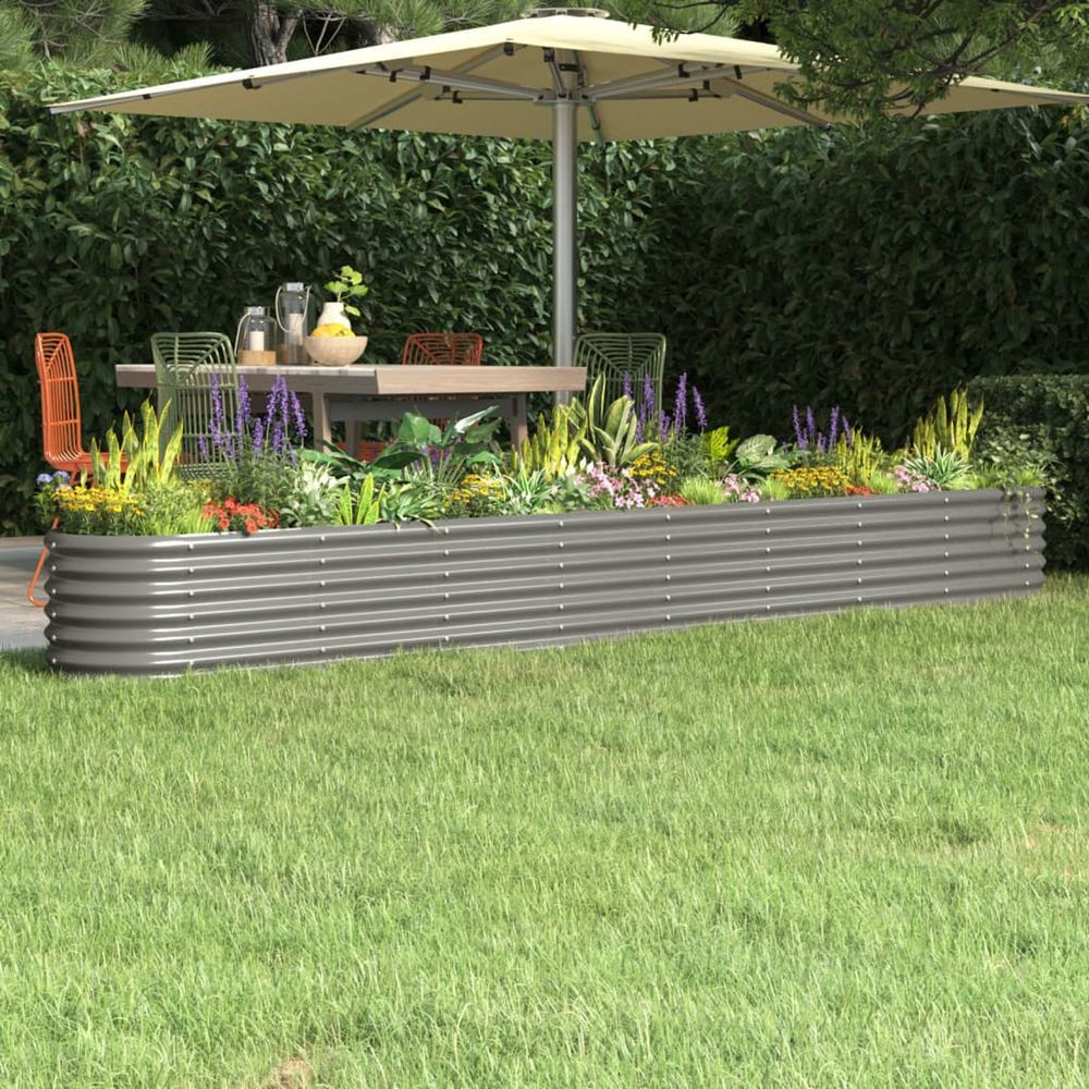 Lit Surélevé De Jardin En Acier Galvanisé 100x40x45 Cm Gris - Jardinière Exterieur Robuste
