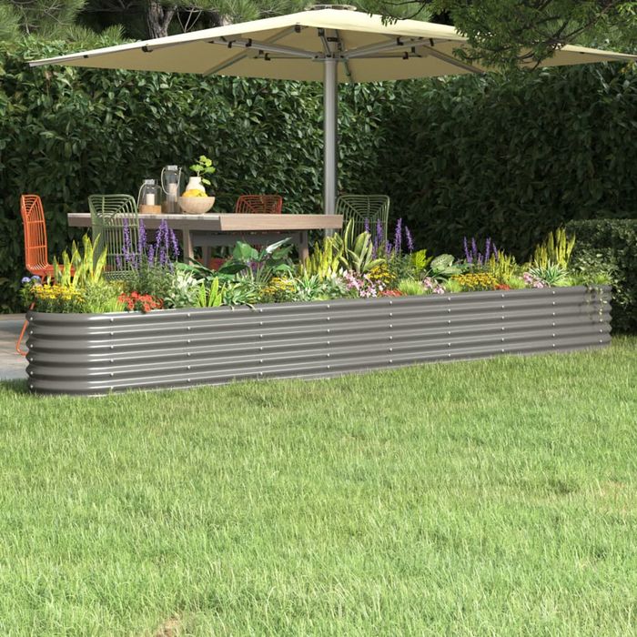 Lit Surélevé De Jardin En Acier Galvanisé 100x40x45 Cm Gris - Jardinière Exterieur Robuste