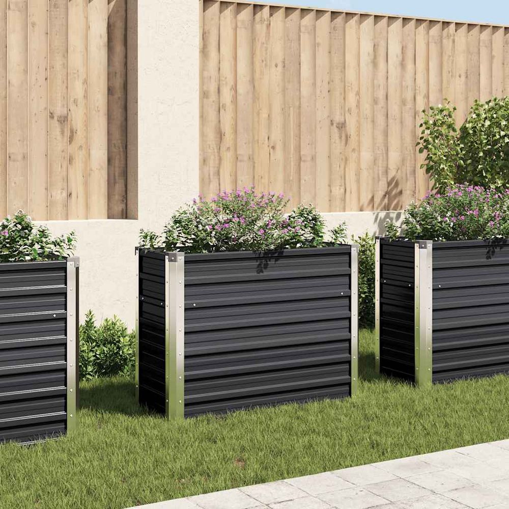 Carré potager sur pied acier galvanisé étroit anthracite 100x40x77 cm