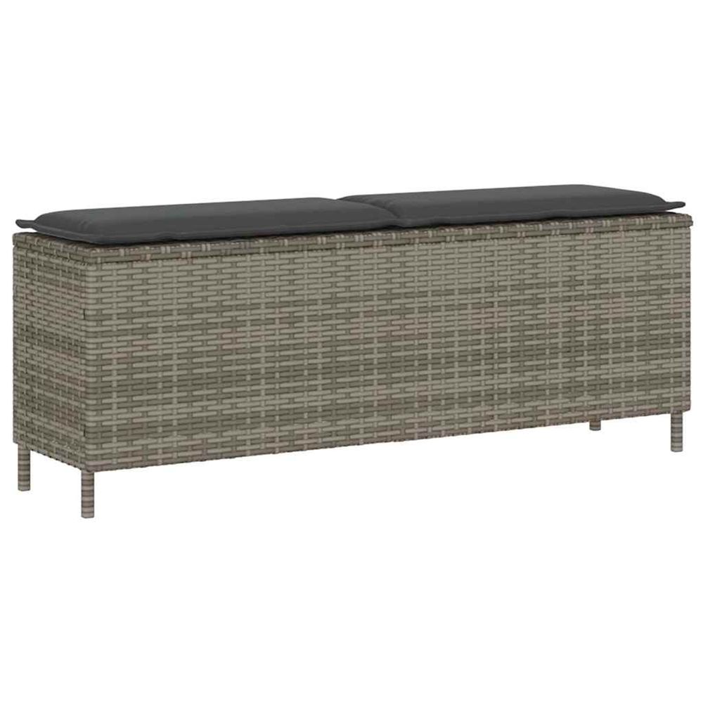 Banc de jardin avec coussin gris 110x30x40,5 cm résine tressée