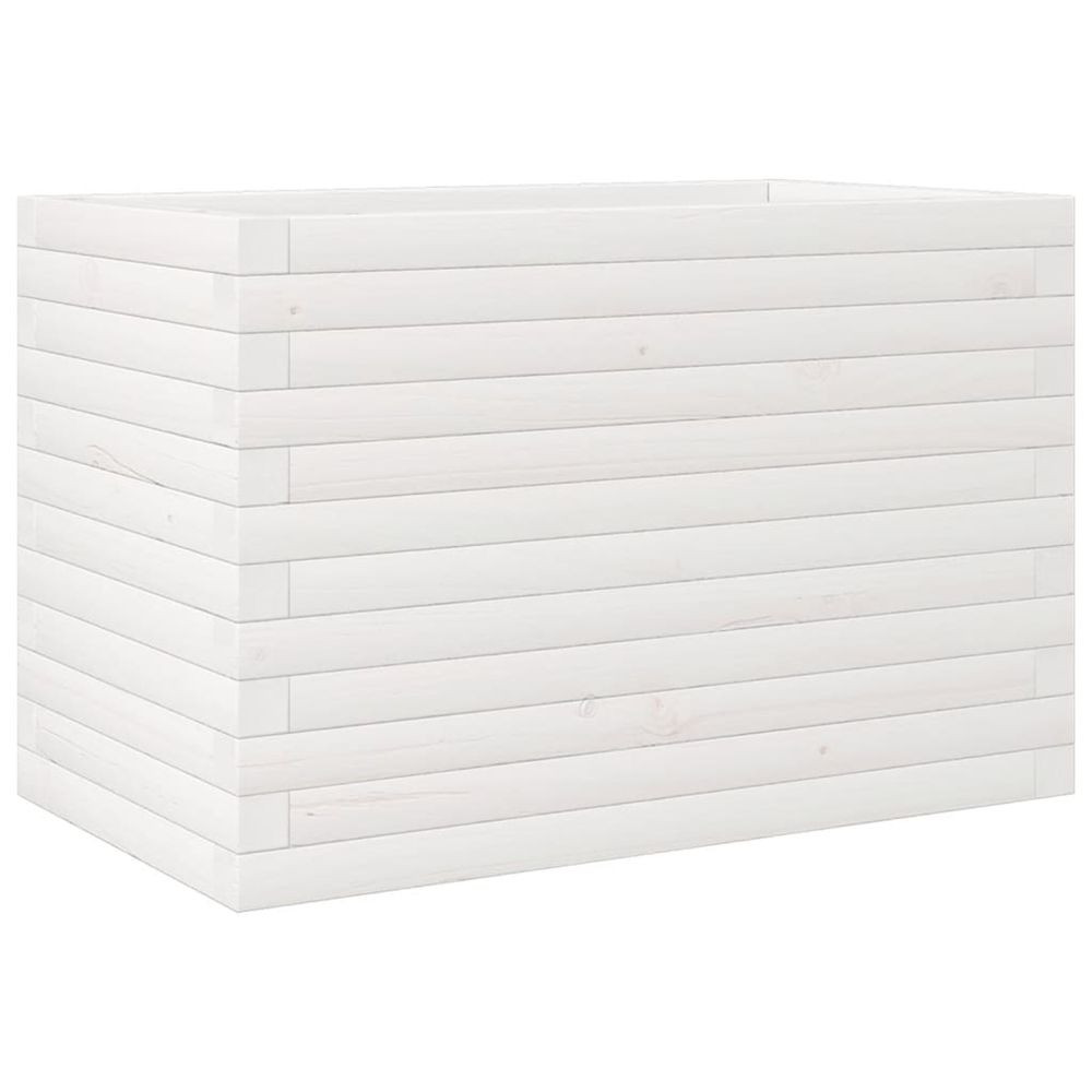 Jardinière d'extérieur blanc 70x40x45,5 cm bois de pin massif