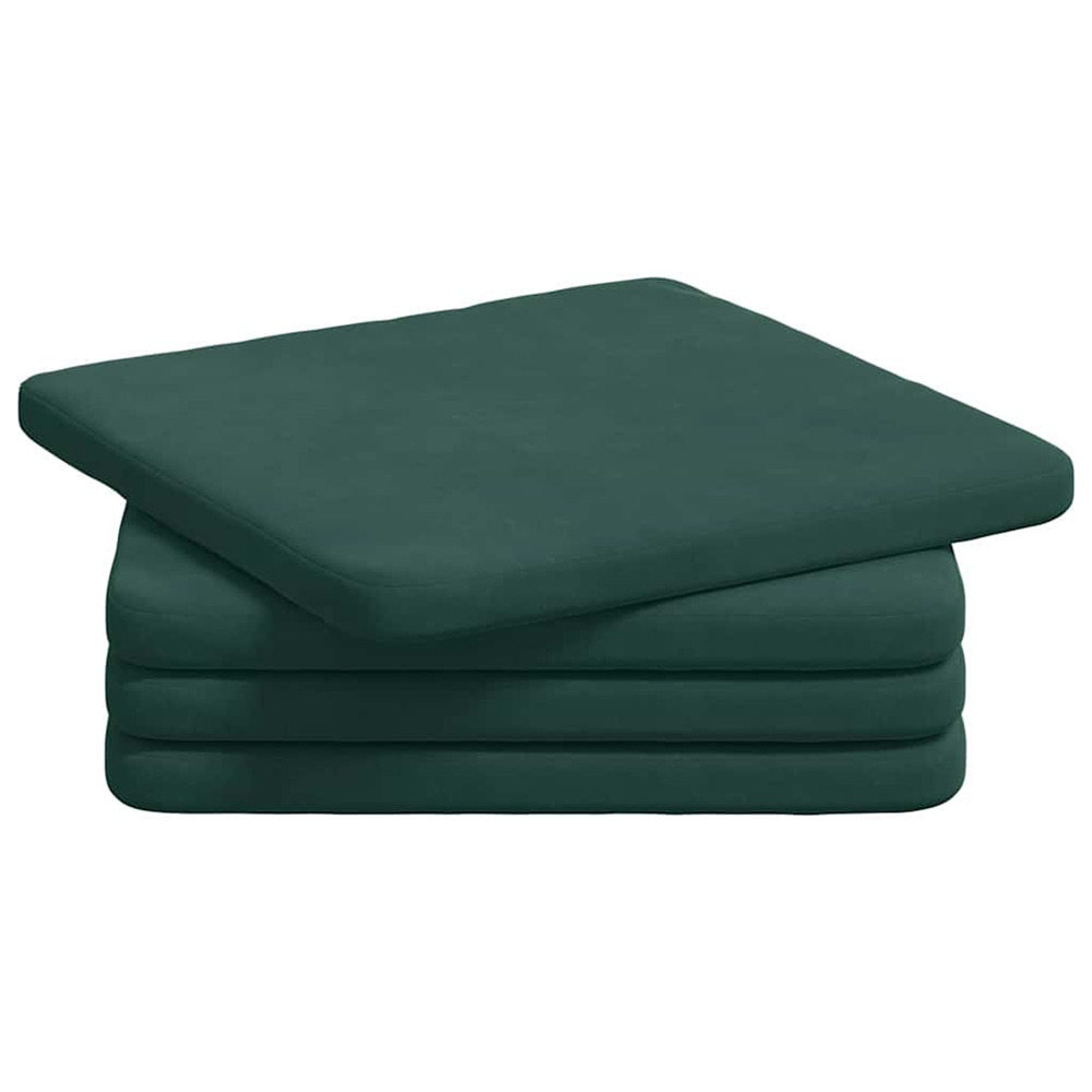 Coussins de siège 4 pcs vert foncé 40 x 40 x 3 cm velours