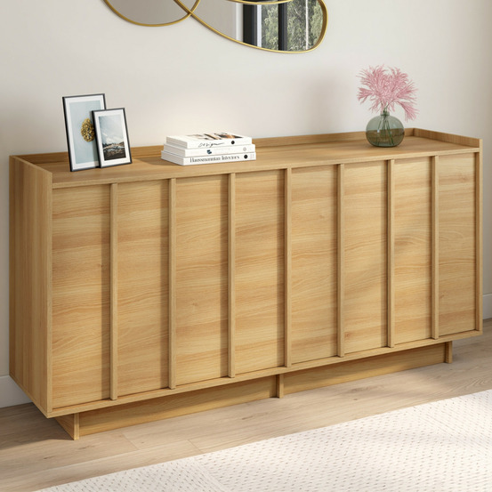 Buffet 160 cm rosie 4 portes façon hêtre design minimaliste