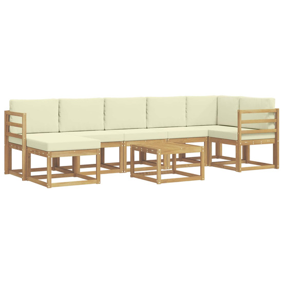 Ensemble de canapés d'extérieur 8 pcs blanc et crème polyester