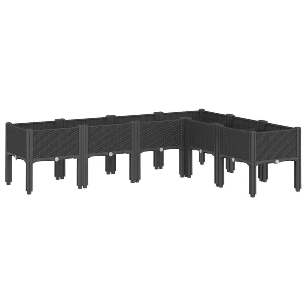 Jardinière d'extérieur avec pieds noir 160x120x42 cm pp