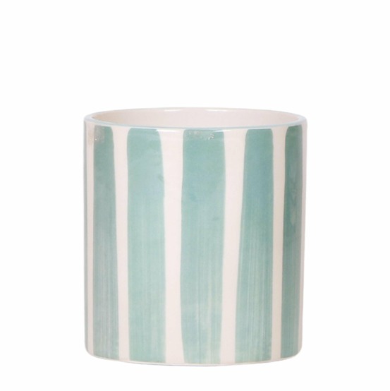 Pot décoratif painted stripe turquoise