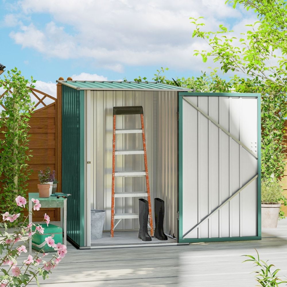 Abri jardin métal extérieur rangement sécurisé toit monopente 100x103cm vert - comfortxl outdoor living