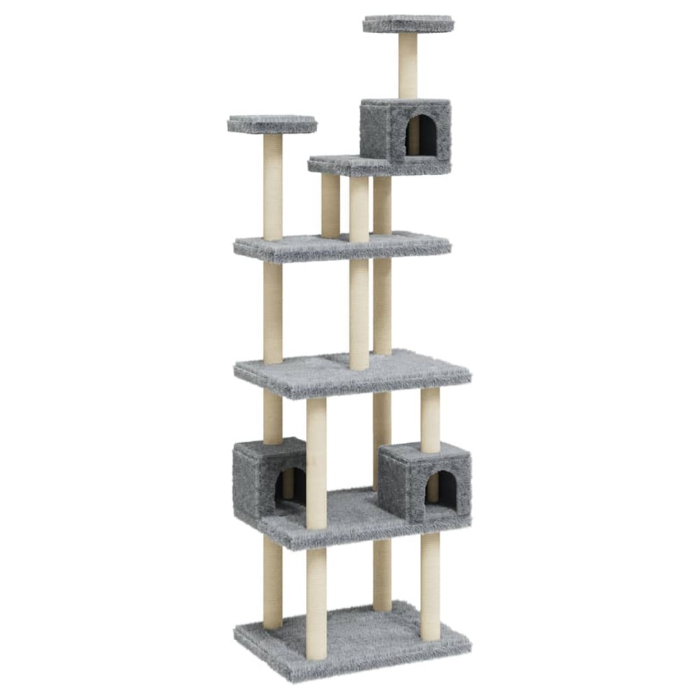 Arbre à chat meuble tour grimper jouet grattage grattoir escalade plateforme avec griffoirs en sisal clair 188 cm gris 02_002