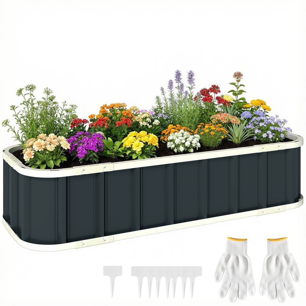 Carré potager acier galvanisé jardin extérieur fond ouvert montage rapide 136x31 cm gris